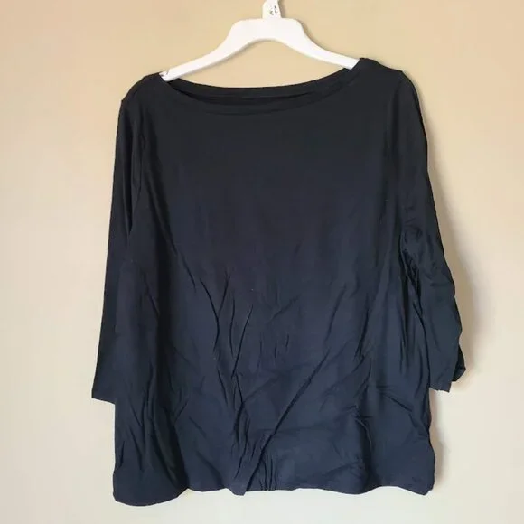 A New Day Women's Long Sleeve Boat Neck T-Shirt - Size XL, Black - Picture 1 of 5